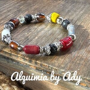 Black lava rock beaded bracelet